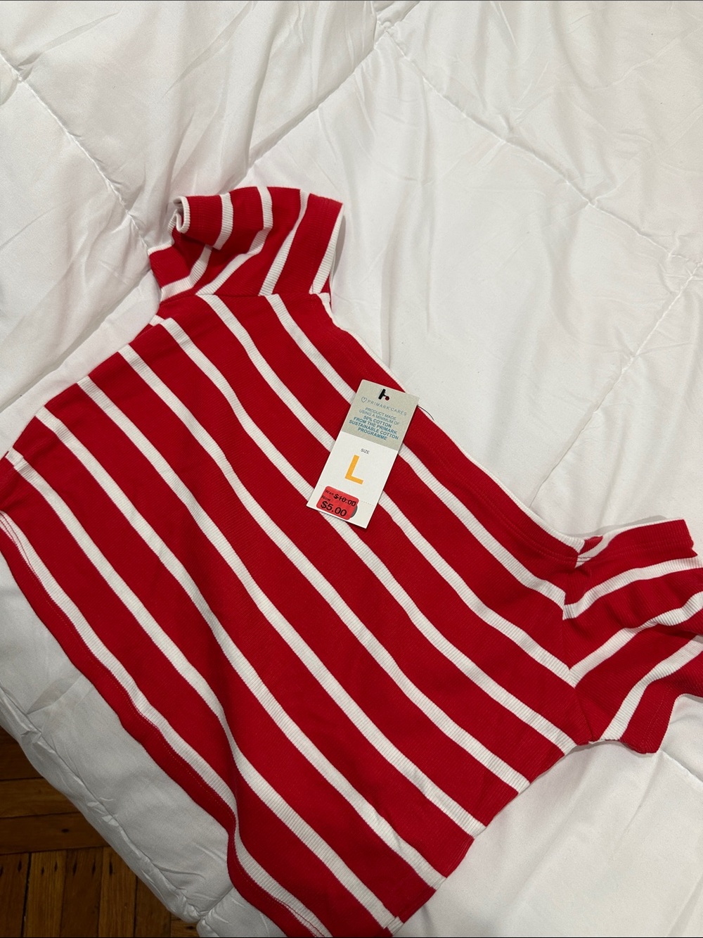 Primark Red and White Striped Short Sleeve Tee